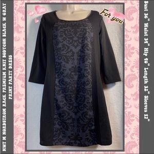 NWT M NORDSTROM RACK BODYCON BLACK/GRAY PRINT COCKTAIL PARTY HOLIDAY DRESS